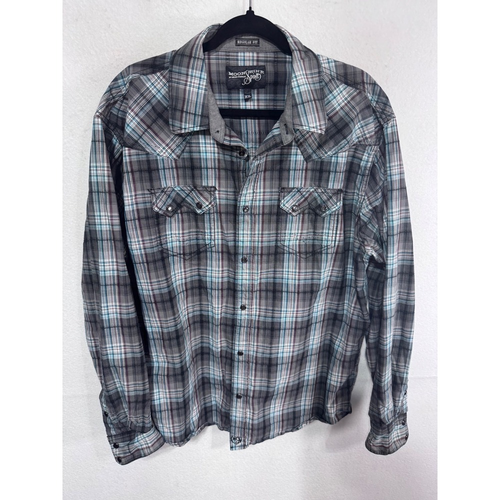 Moonshine Spirit Men's XL Multicolor Plaid Button Up Western Shirt Regular Fit